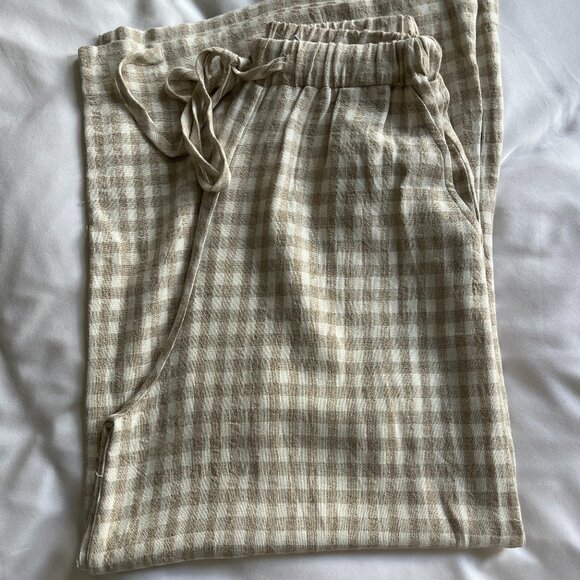 Rachel Pally Linen Gingham Drawstring Wide Leg Pants - Size Small - Picture 3 of 7